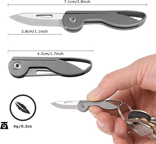 Miniatura 2 de Mini cuchillo de bolsillo de aleación de titanio, pequeño cuchillo plegable con hoja afilada, cortador de caja de llavero ligero, herramienta EDC