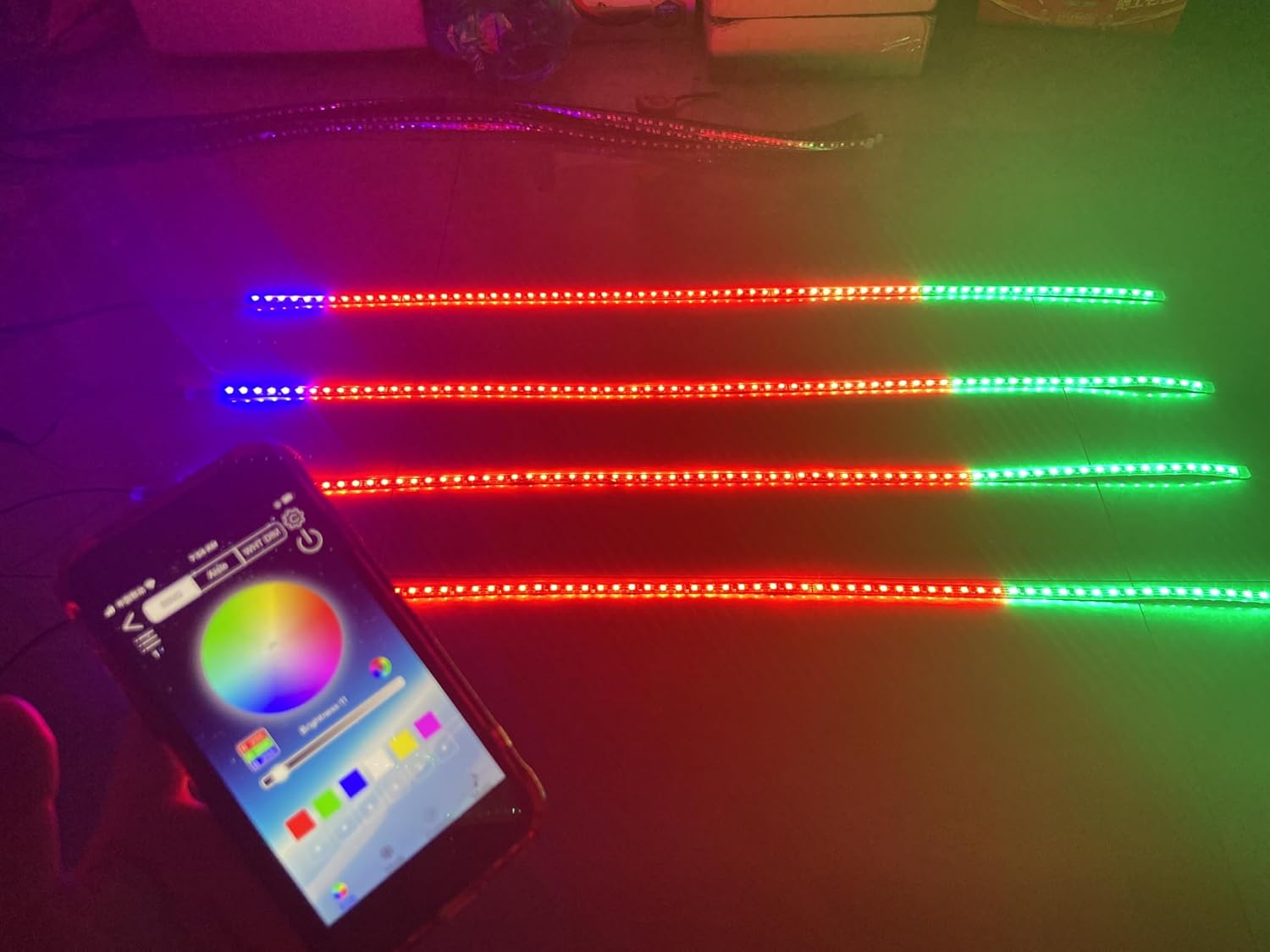 4PCS 4FT (1.2M) RGB Dream Color Chasing LED Light Strips, Bluetooth + Remote | for Polaris Slingshot Hood, Underglow, Grille, Fender, Wheel | Lights for Slingshot