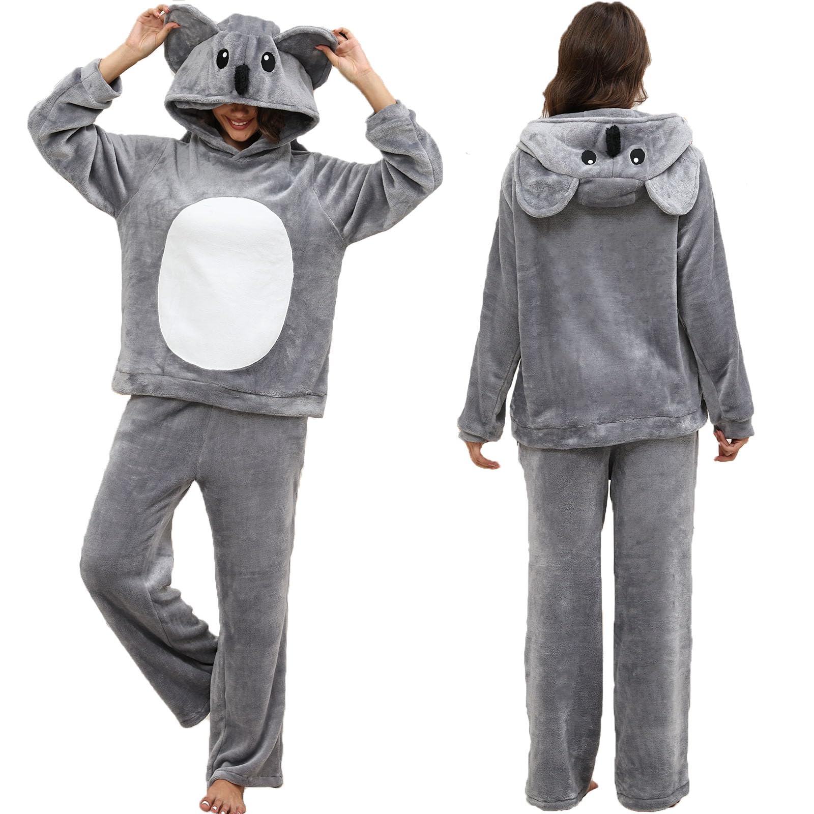 CWDGAGANB Unisex Adult Animal Costume 2 Pieces Pajamas Halloween Costumes Cosplay Sleepwear for Women Men