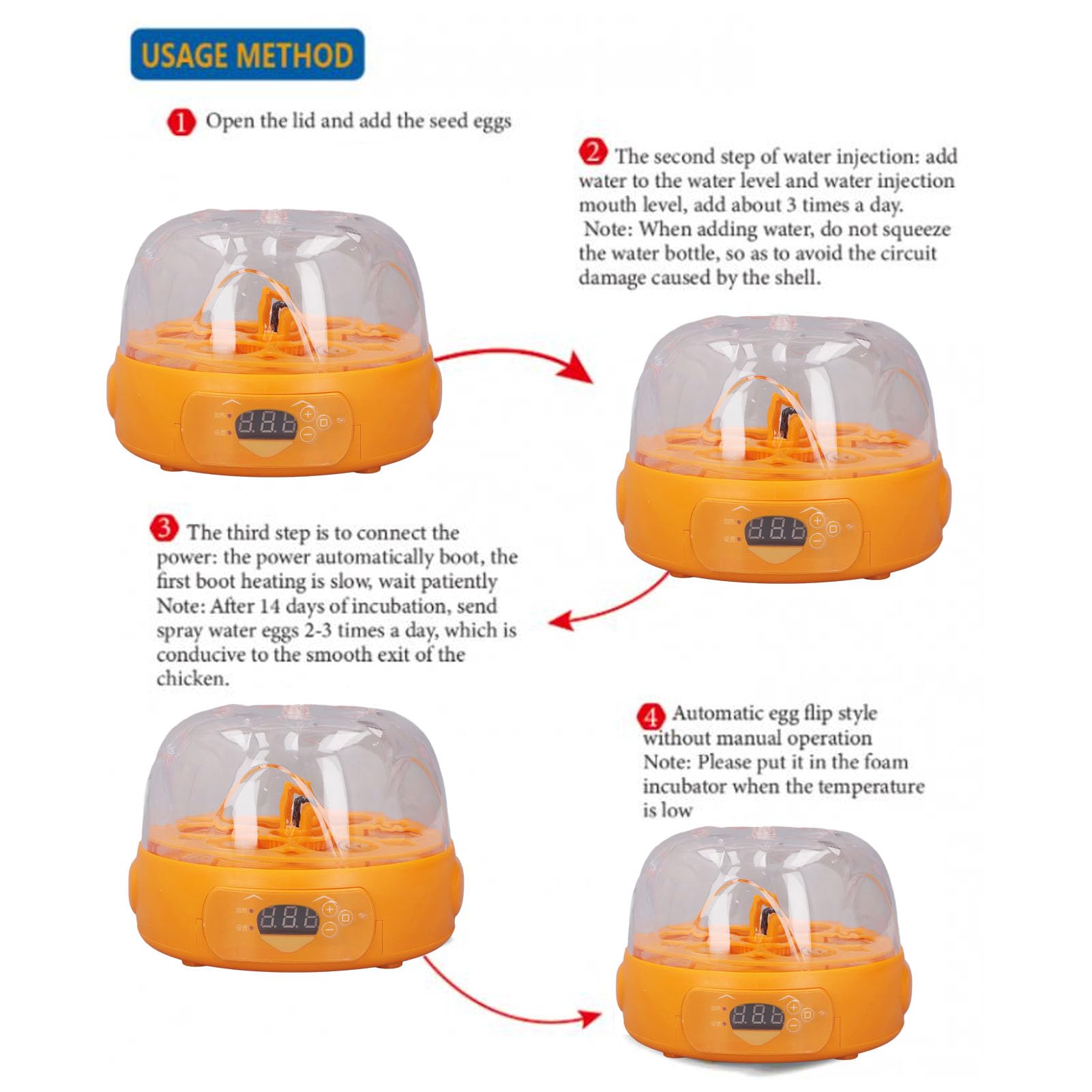 Incubadora de huevos, mini incubadora digital de huevos con giro automático de huevos, control de temperatura, pequeña incubadora de 6 huevos, máquina para incubar aves de corral para incubar huevos
