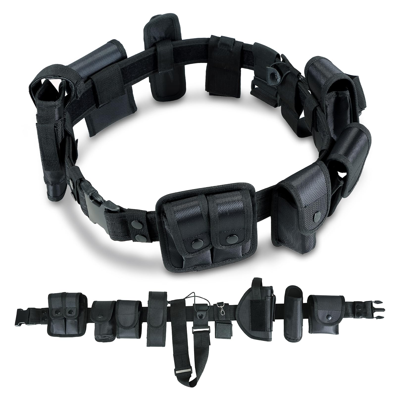 10 in 1 Police Utility Belt Black Law Enforcement Modular Equipment System Security Military Tactical Duty Utility Belt Versatile Military Modular Equipment System Molded Duty Belt Set