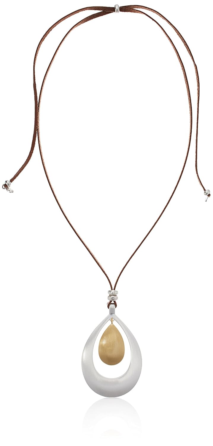 Lucky Brand Women's Two Tone Cognac LeatherPendant Necklace, One Size, Metal - Review, Price and Buying Guide