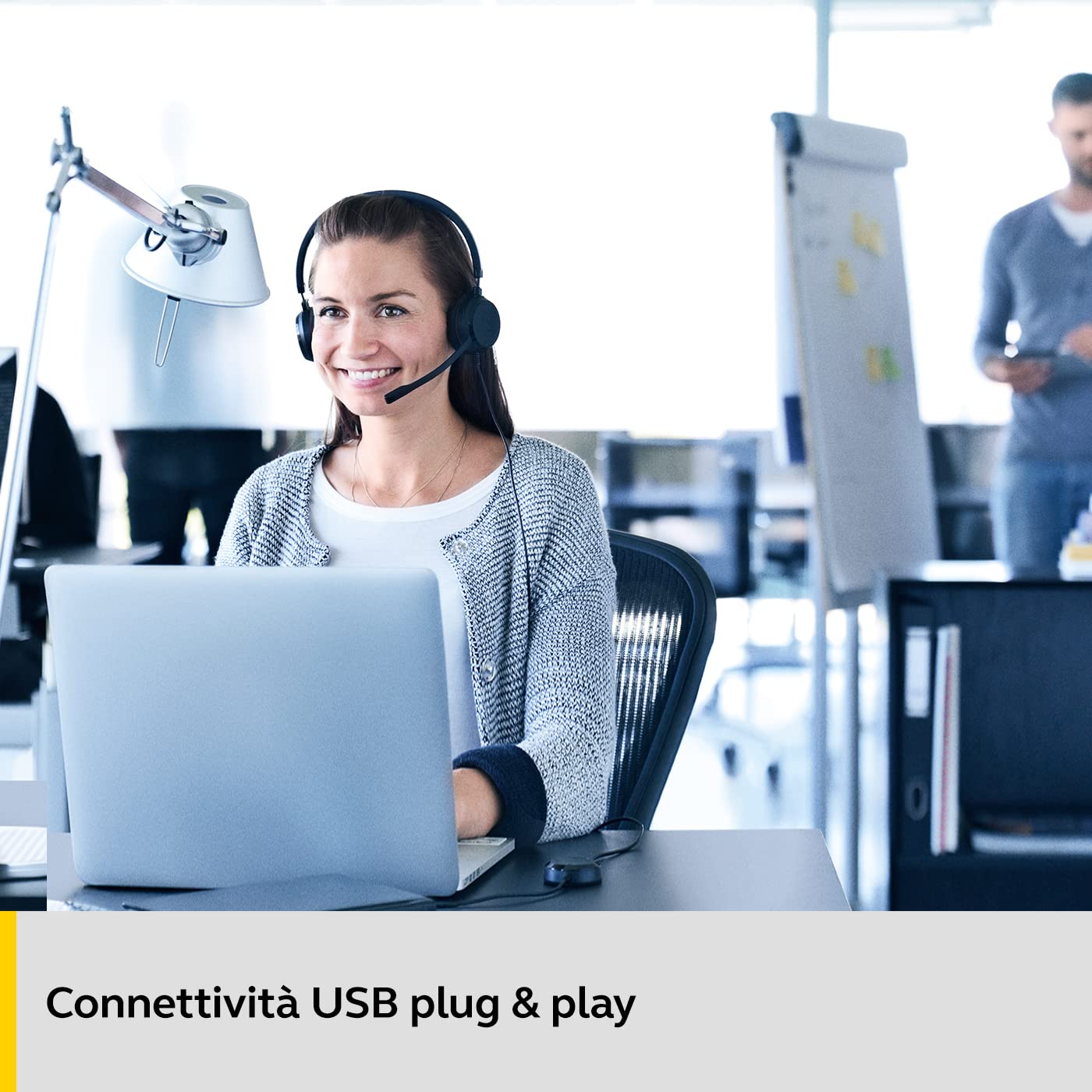 Jabra Evolve 20 UC Cuffie Stereo Cuffie certificate per UC, softphone VoIP e con funzione passiva Noise Cancelling Cavo USB con controller Nero