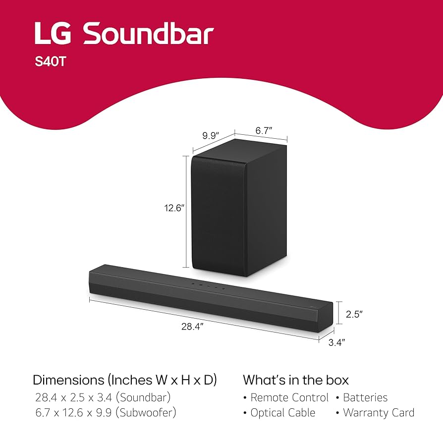スピーカー・ウーファー LG Soundbar S40T Soundbar LG S40T 2.1 300 W czarny - Sklep, Opinie, Cena w