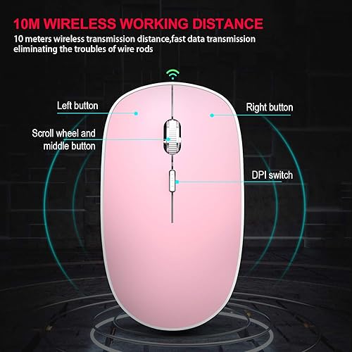 Miniatura 5 de AREYTECO Mouse inalámbrico, mouse inalámbrico delgado y silencioso duradero con receptor USB, 2.4 G, portátil, óptico, sin ruido, mouse ergonómico