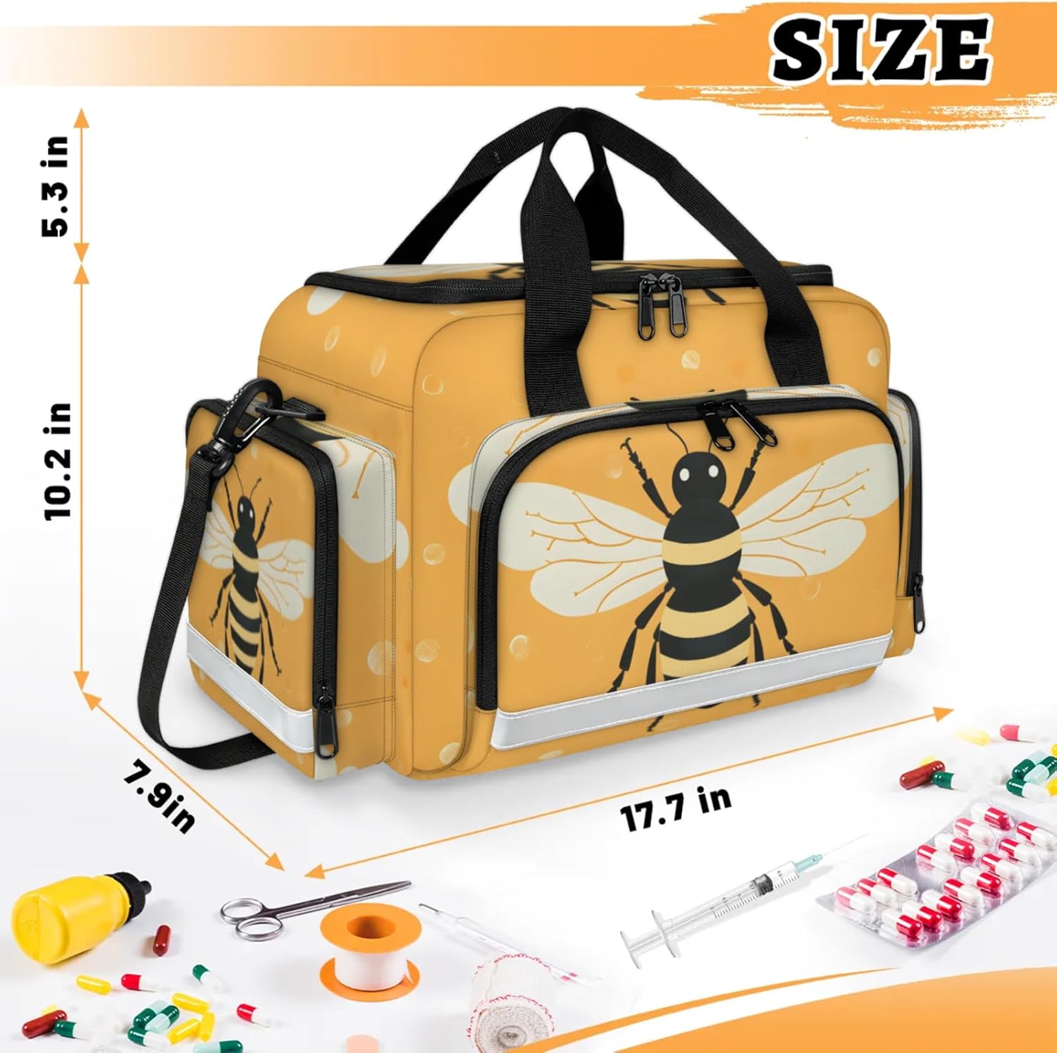 First Aid Bags Empty, Buzzing Bee Emergency Bag First Aid Kit Multiple Compartment Kit Carrier On Call Trauma Bag for Paramedics Emergency Medical Supplies Kit