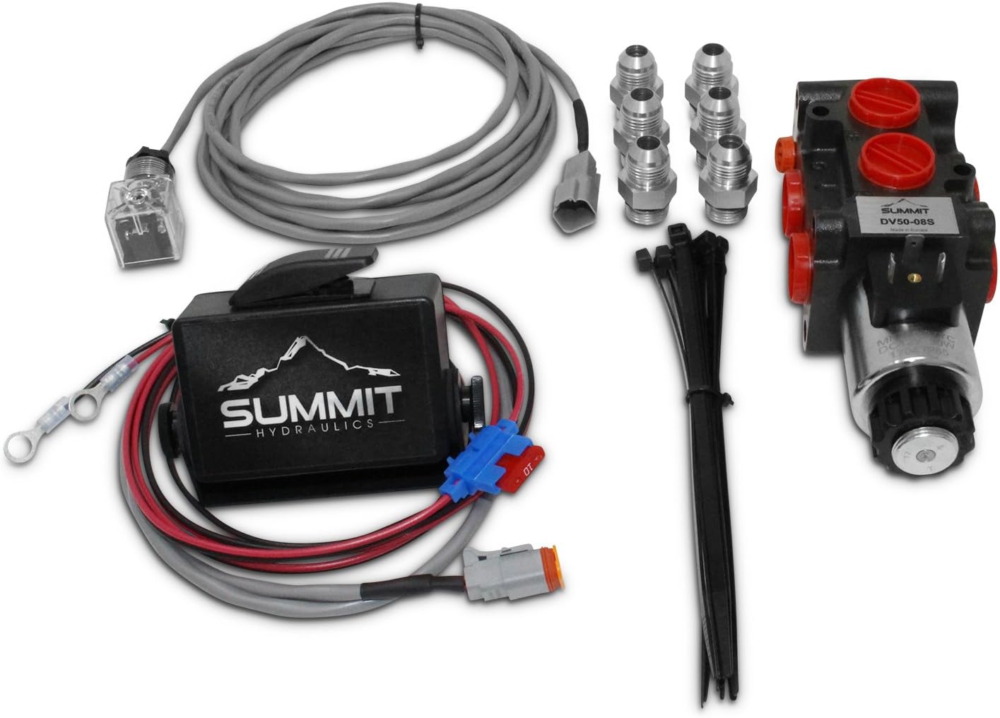 Summit Hydraulics Hydraulic Multiplier Solenoid Selector Diverter Valve w/Rocker Switch, 13 GPM