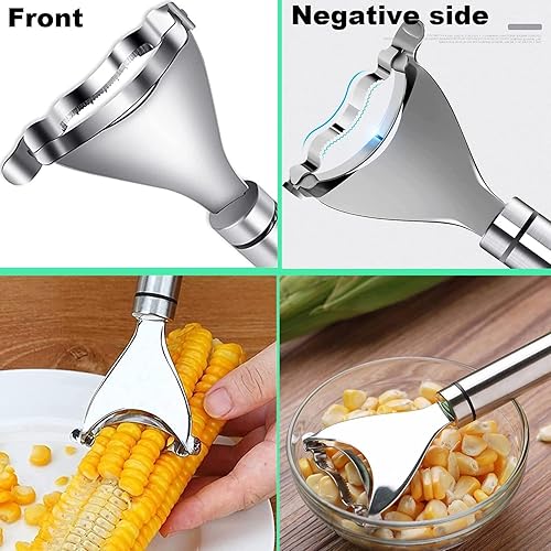 Miniatura 2 de 2 peladores mágicos de maíz, herramienta para pelar mazorcas de maíz, trilladora de maíz de acero inoxidable de alta calidad con mango ergonómico,