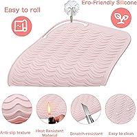 Vista 5 de Heysam Alfombrilla de silicona resistente al calor para herramientas para el cabello, almohadilla térmica, cubierta de alfombra de viaje para Rubor