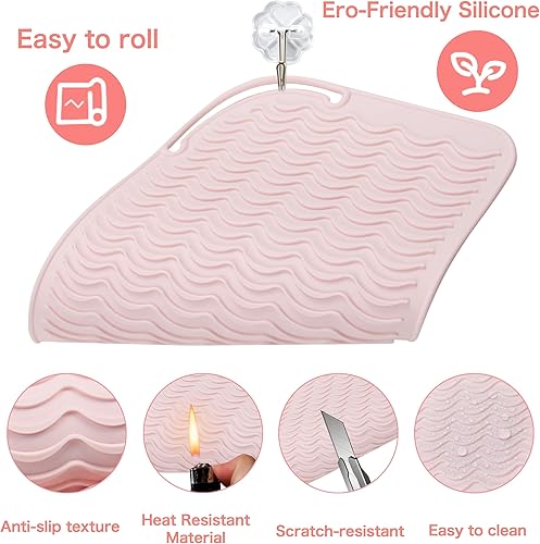 Miniatura 5 de Heysam Alfombrilla de silicona resistente al calor para herramientas para el cabello, almohadilla térmica, cubierta de alfombra de viaje para