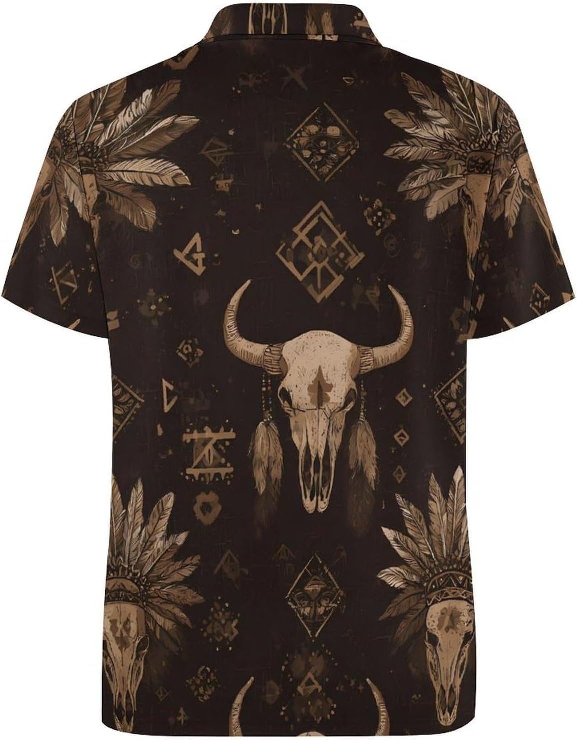 Native U.S.A. Tribal Skull Golf Polo Shirts for Men Casual T Shirts 5X-Large
