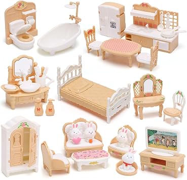 36 Pcs Dolls House Furniture Dolls House Accessories Dollhouse Furniture Set Minihouse Realistic Miniatures Bedroom Living Room Kitchen With Pretend Play Furniture Toys For Boys Girls