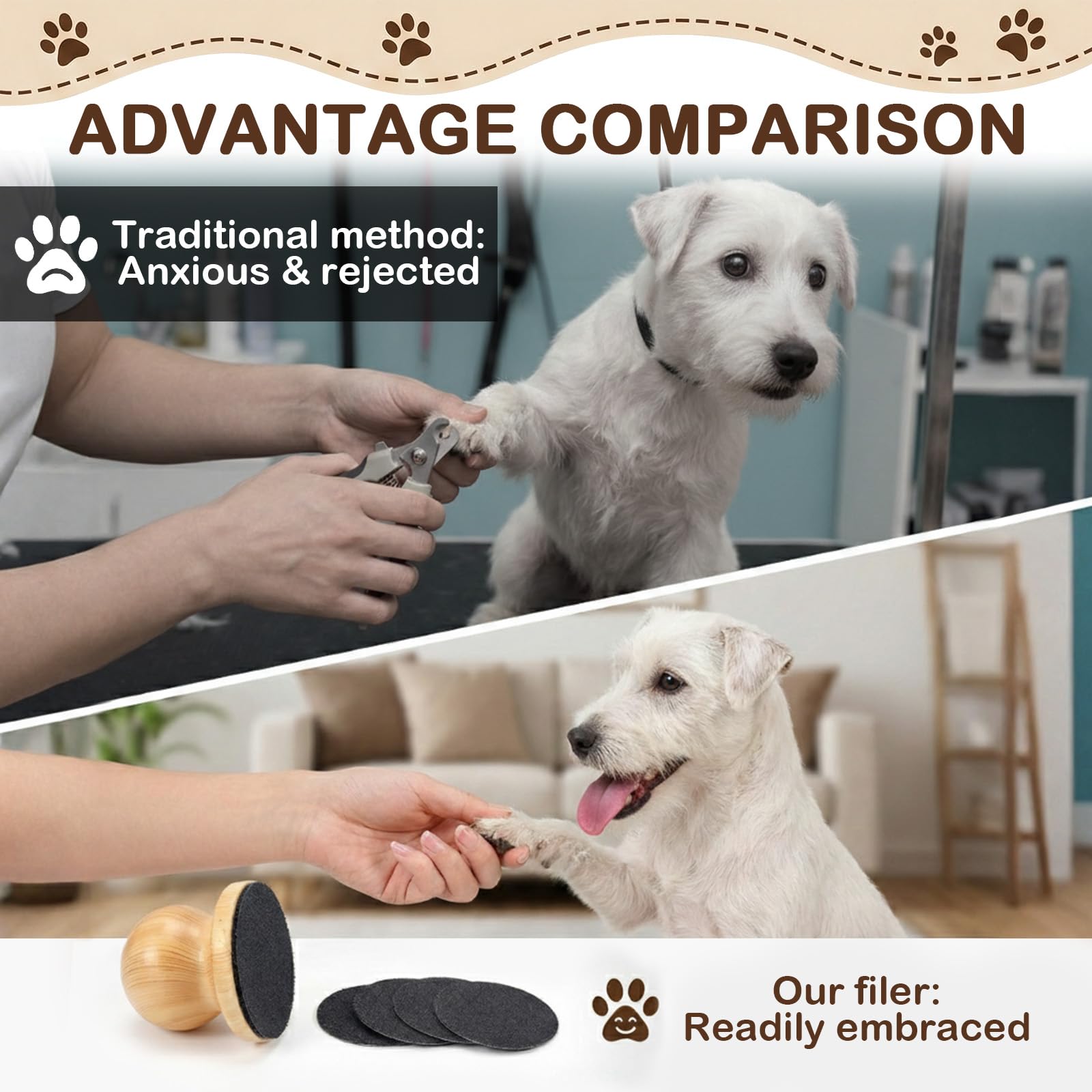 Dog Nail File, Grinder Board Scratch Pad with 4-Pack Replaceable Sandpaper Discs, Gentle Pet Nail Care Tool for Dogs and Cats - image 4