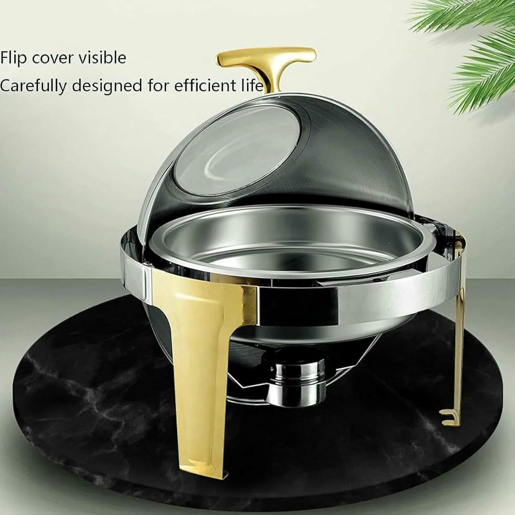 Calentador de Alimentos para Servicio de Buffet: Plato Aislado para Alimentos, Buffet Aislado para Alimentos, Placa de Acero Inoxidable con Vidrio, Juego de Olla Caliente, Calentador~/