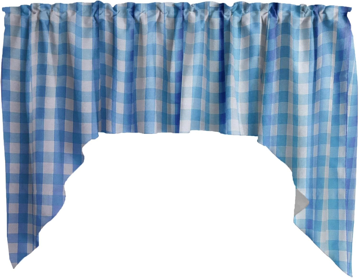 lovemyfabric Light Weight Cotton Decorative Gingham Checkered Plaid Print Swag Valance Window Treatment/Window Décor (Swag Style 58" Wide / 36" Tall, Brown)