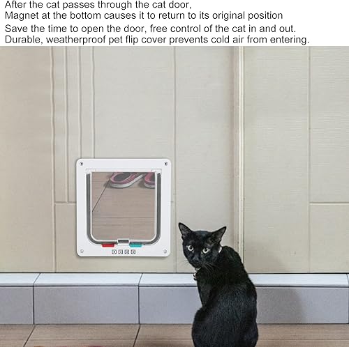 Miniatura 4 de Puerta de gato para puerta de mascotas, puerta interior para mascotas, puerta abatible para mascotas, cerradura de seguridad, puerta abatible para