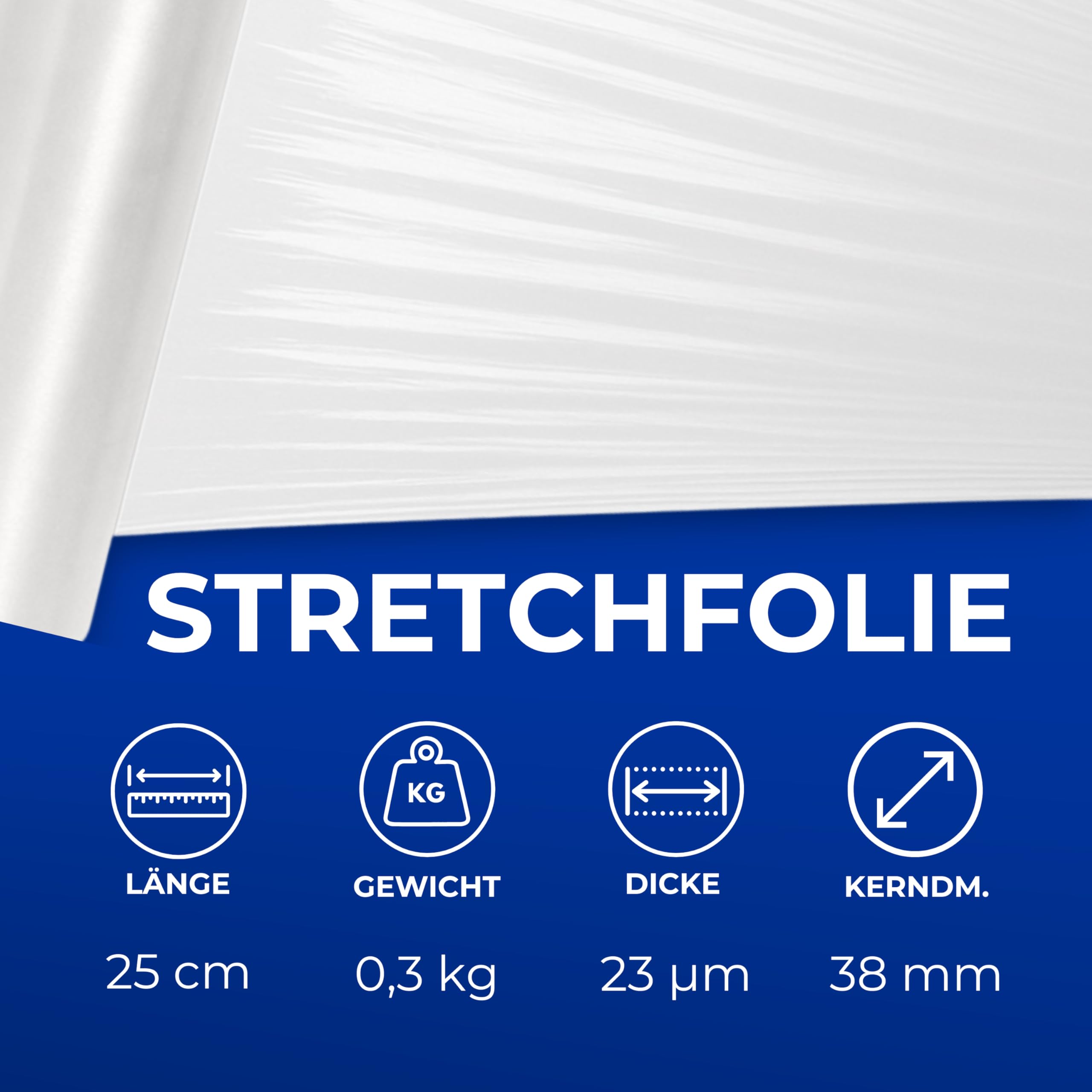RAGO Stretchfolie Transparent 25cm 6 Stück I Handfolie für Umzug, Haushalt & Transport I Leichte Wickelfolie 300g I Flexible Verpackungsfolie mit Ø38mm Kern I Packfolien