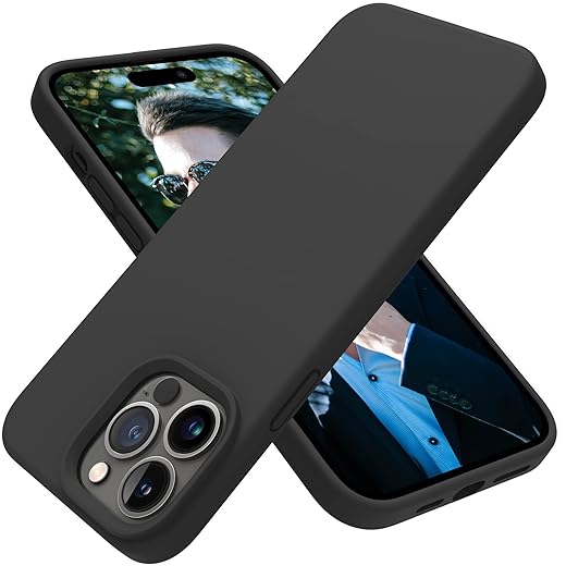 Dl3 Mobilak Compatible with iPhone 12/12 Pro (6.1 Inch) Case, Liquid Silicone Case, Full Body Protective Cover, Shockproof, Slim Phone Case, Anti-Scratch Soft Microfiber Lining (Black)