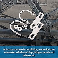 Vista 3 de Aopin Pernos redondos en U de 1.654 in 1-12 M6 de ancho interior 304 de acero inoxidable autoblocante, tuercas hexagonales, arandelas planas, placa