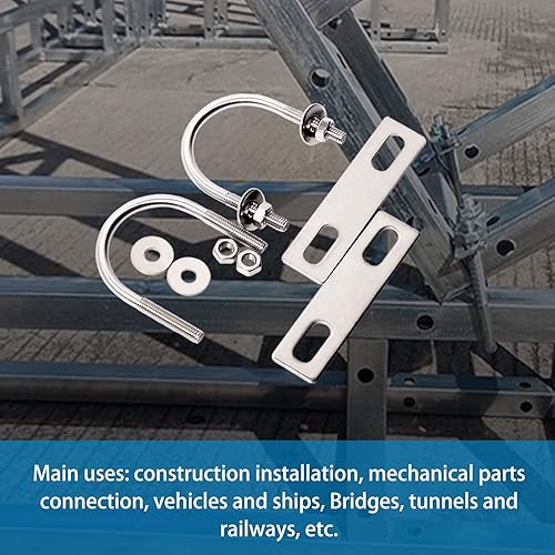 Miniatura 3 de Aopin Pernos redondos en U de 1.654 in 1-12 M6 de ancho interior 304 de acero inoxidable autoblocante, tuercas hexagonales, arandelas planas, placa