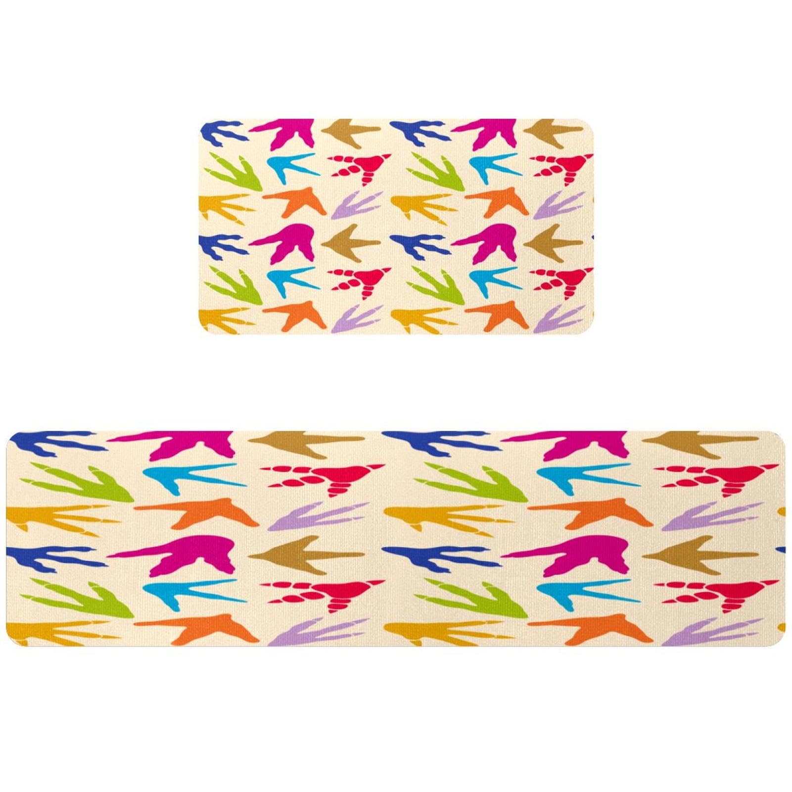 Alfombrillas de cocina VAPOKF de dinosaurios pack de 2 alfombras lavables