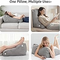 Vista 5 de 2PCS Reading Backrest Pillow Set,Soft FleeceLike,22''x24'' Bed Rest Pillow w/Removable Washable Cover,for Sit/Sleep,Leg/Back Support,Acid