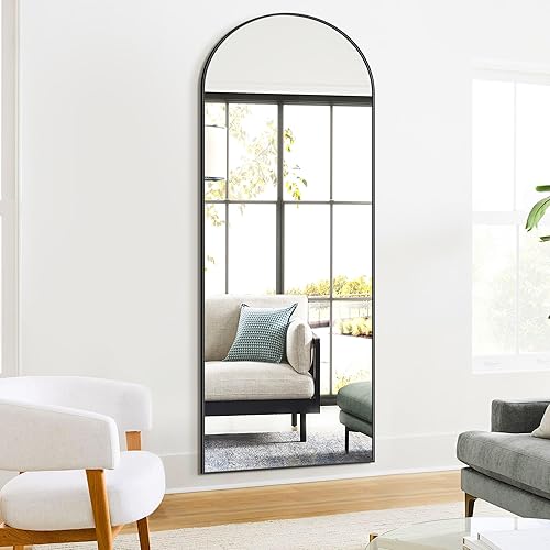 Miniatura 29 de Espejo de baño arqueado para pared, espejo para tocador, espejo grande de 38 x 26 pulgadas, marco de metal (38 x 26 pulgadas, dorado) Dorado,Negro