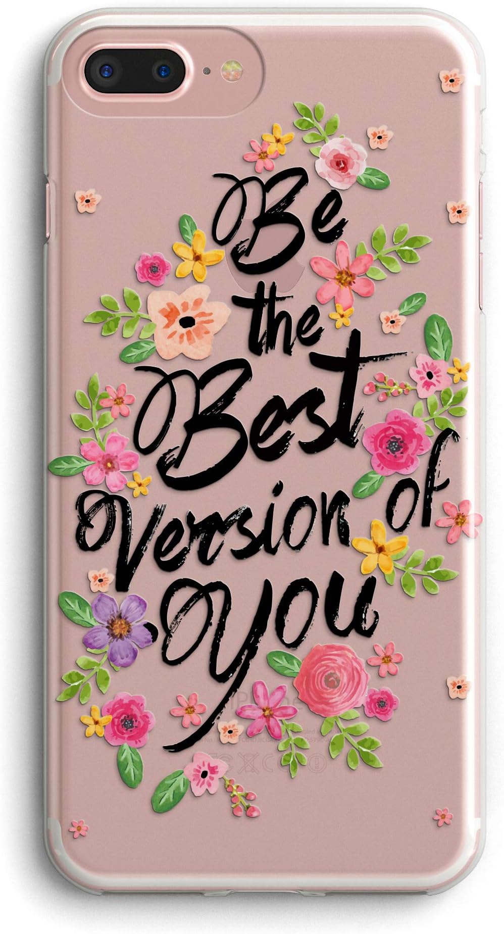 iPhone XR Case Flower Floral XR Cases,Be The Best Version of You Protective Clear Soft Flexible TPU Frame Anti-Scratch Shock Absorbing Case with for iPhone XR (2018) 6.1"