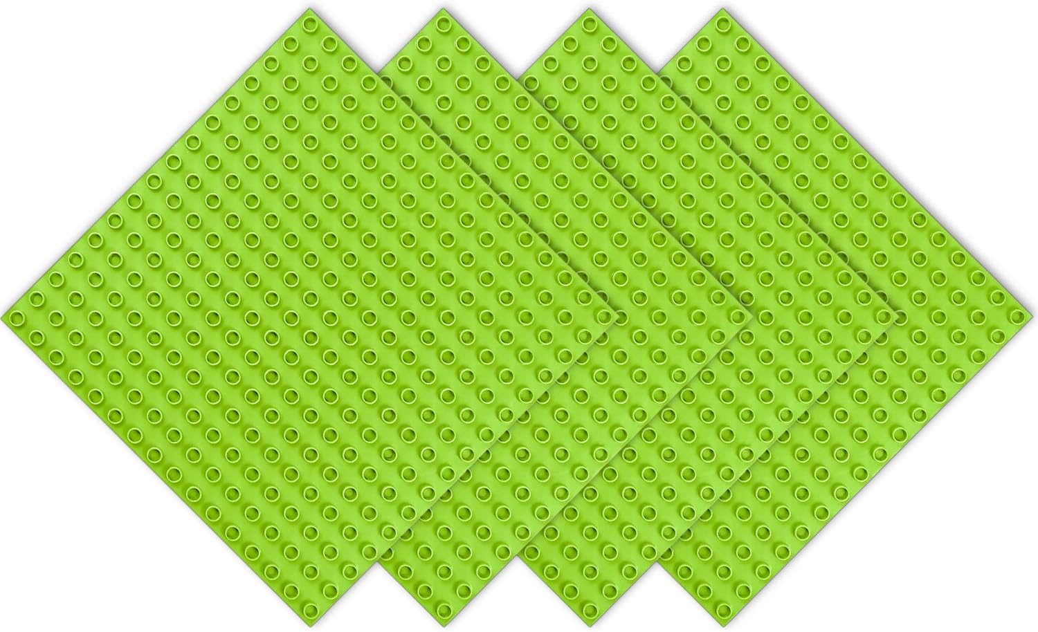 BOROLA Classic Large Blocks Base Block Plates Compatible with Most Major Brands| Large Pegs for Toddlers | 10 in. x 10 in. (4 Pack, Light Green)