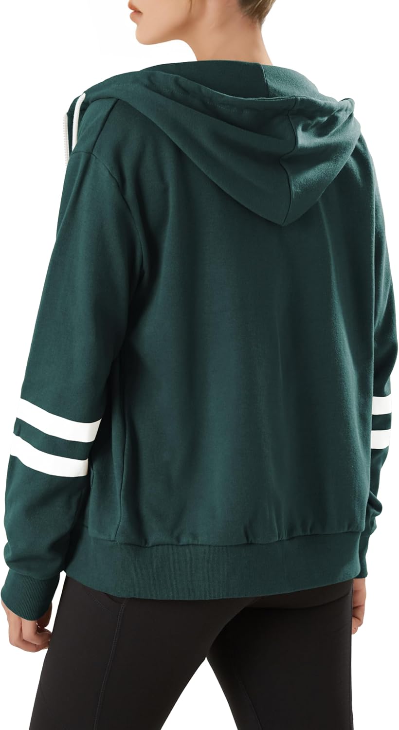 GIVON Womens Comfortable Long Sleeve Striped Hoodie Jacket Lightweight Hooded Sweatshirt with Kanga Pocket - Image 4
