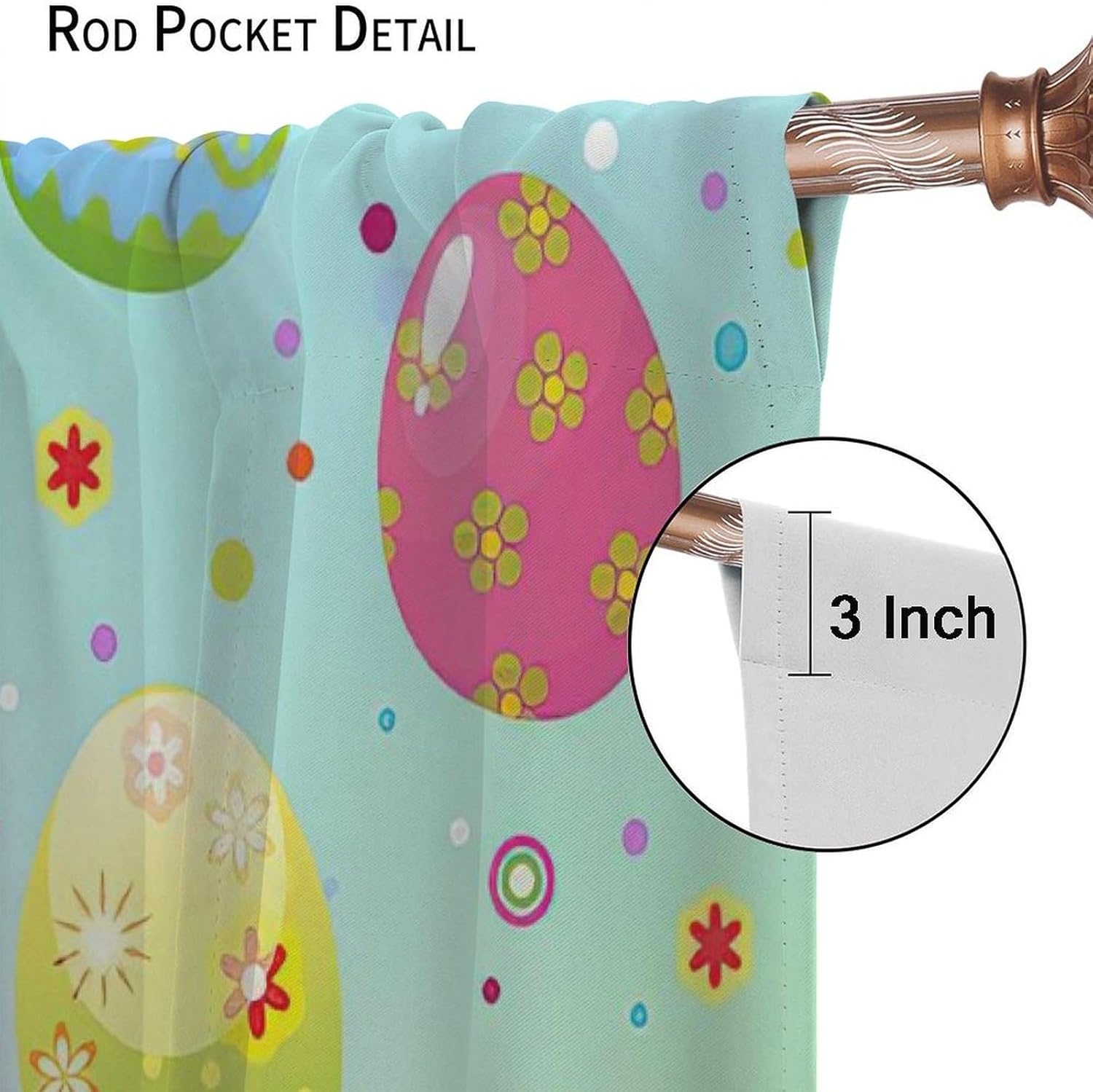 Easter Eggs Curtains, Spring Colorful Eggs Confetti Happy Easter Print Window Drapes for Kids Boys Girls Bedroom Living Room 42x63in (No Blackout)