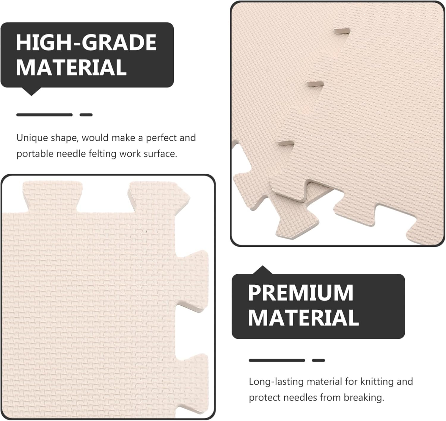 Portable Foam Knitting Crochet Blocking Board 9 Piece Beige Set