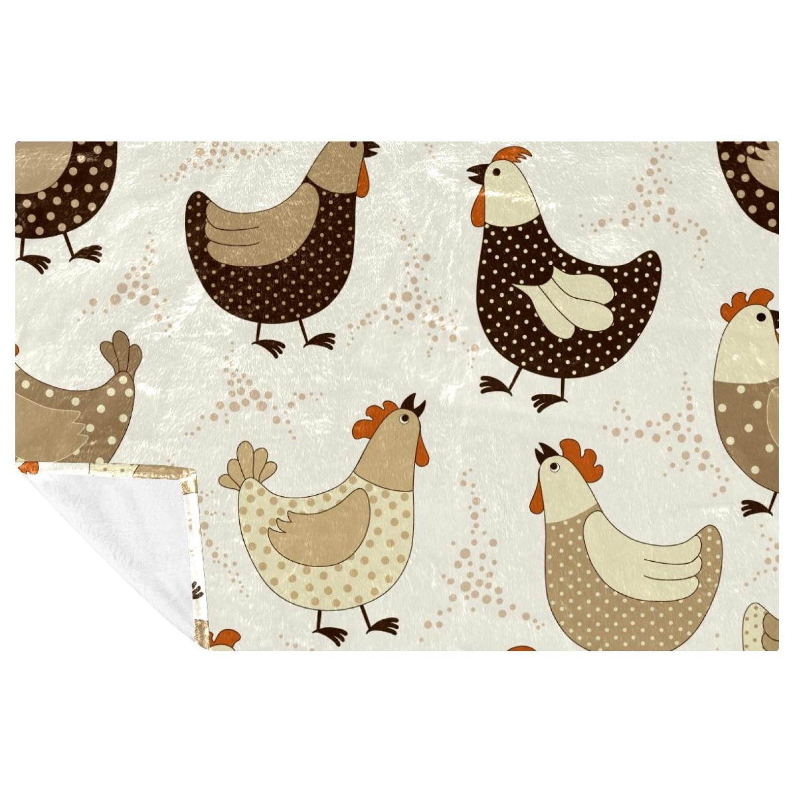 Couverture douce et chaude avec imprimé poulets pour lit canapé pique-nique 150x100