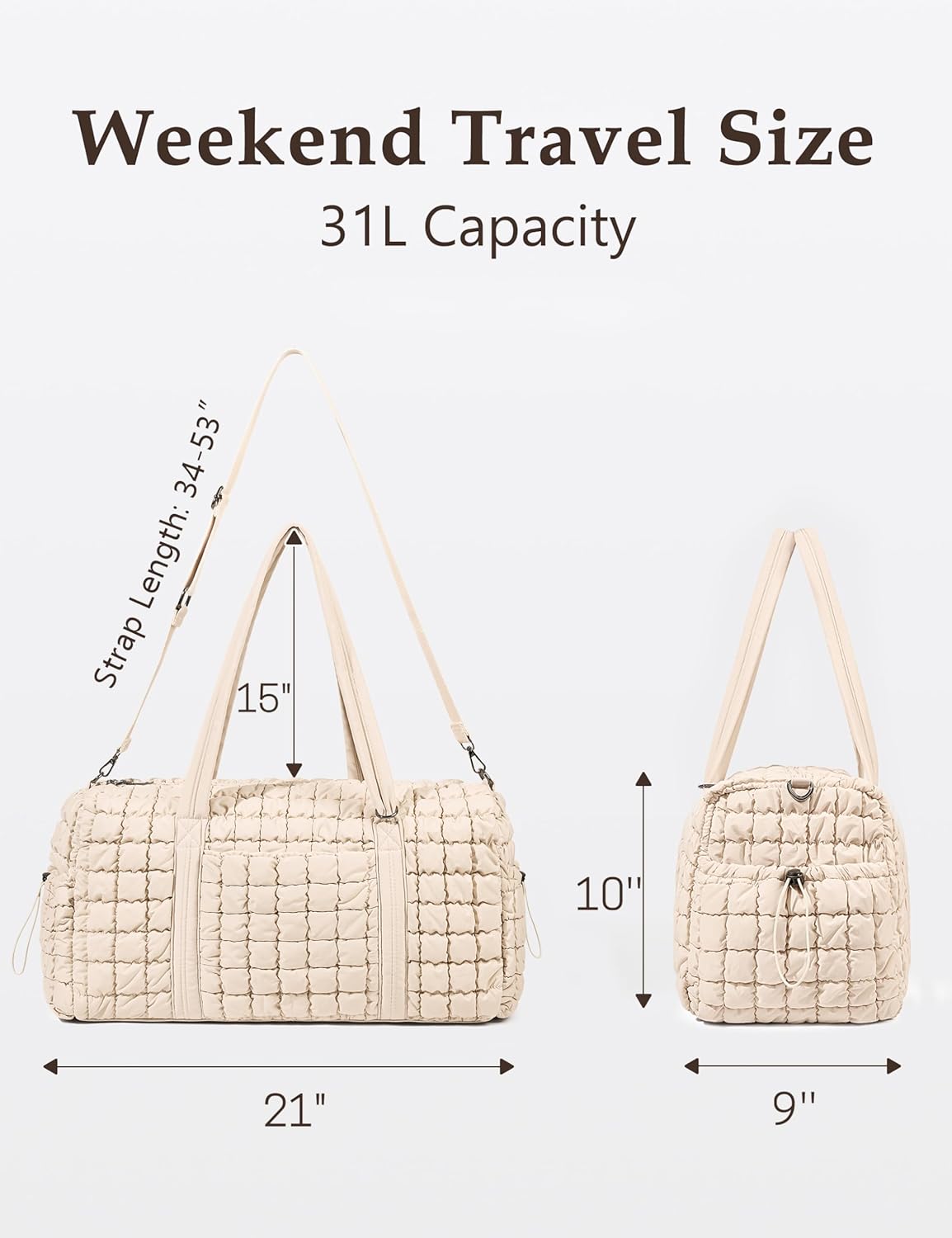 Quilted Travel Duffle Bag for Women Medium Weekender Bag Puffer Overnight Bag Large Soft Puffy Duffel Bag Carry-On Gym Bag Lightweight Personal Item Travel Bag for Trips Business Sport Airplane - Image 3