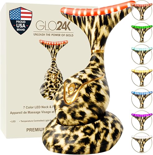 Miniatura 29 de GLO24K - Dispositivo de belleza facial y cuello con luz roja, herramienta de masajeador facial 3 en 1 con LED y vibración para revitalización
