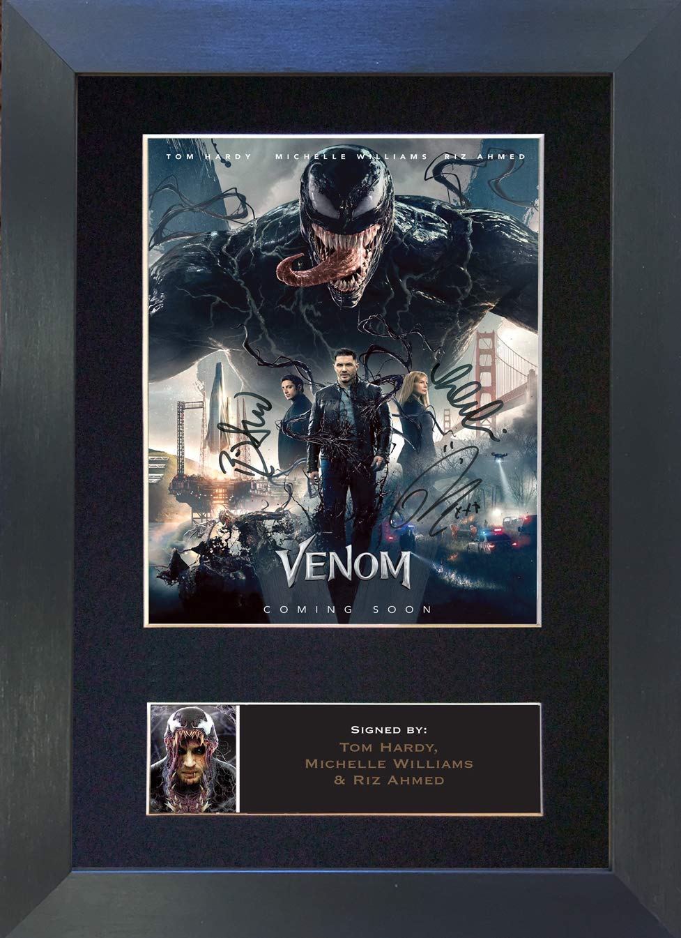 U've Been Framed Gold,Black #767 Venom No2 Tom Hardy Signed Autograph Mounted Photo Reproduction Print A4 Rare Perfect Present Birthday Christmas (297 X 210Mm) (Black Frame)