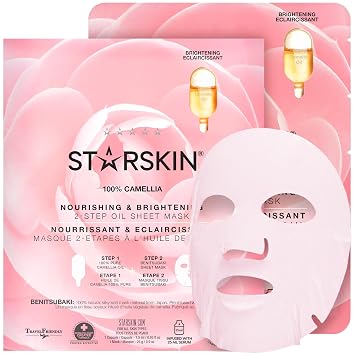 STARSKIN Camellia 2-Step Sheet Mask 1x25g, Nourishing & Brightening Face Mask for Radiant Skin, all Skin Types, Brightening and Hydrating with Niacinamide and Peony Root, K Beauty Skincare
