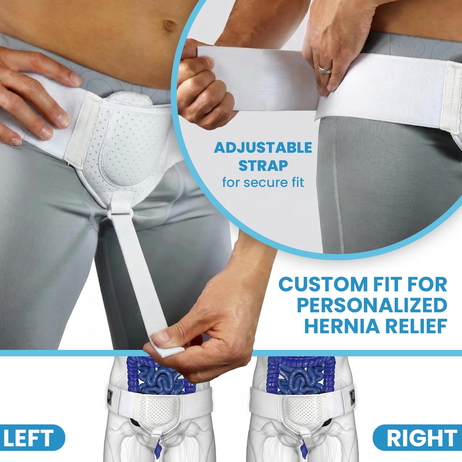 Everyday Medical Hernia Guard I Inguinal Hernia Belt For Men I Left or Right Side I Post Surgery Men’s Inguinal Hernia Support Truss For Inguinal, Groin Hernias I Adjustable Waist Strap - SMALL/MEDIUM