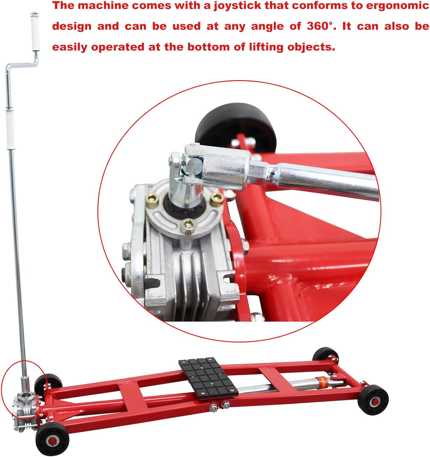 Heavy-Duty Scissor Jack Lift - 4409 lbs/2000kg Capacity, Adjustable Height (4.3"-18.5"), Portable Turbine Hoist Car Lift with 360° Joystick & Rubber Casters