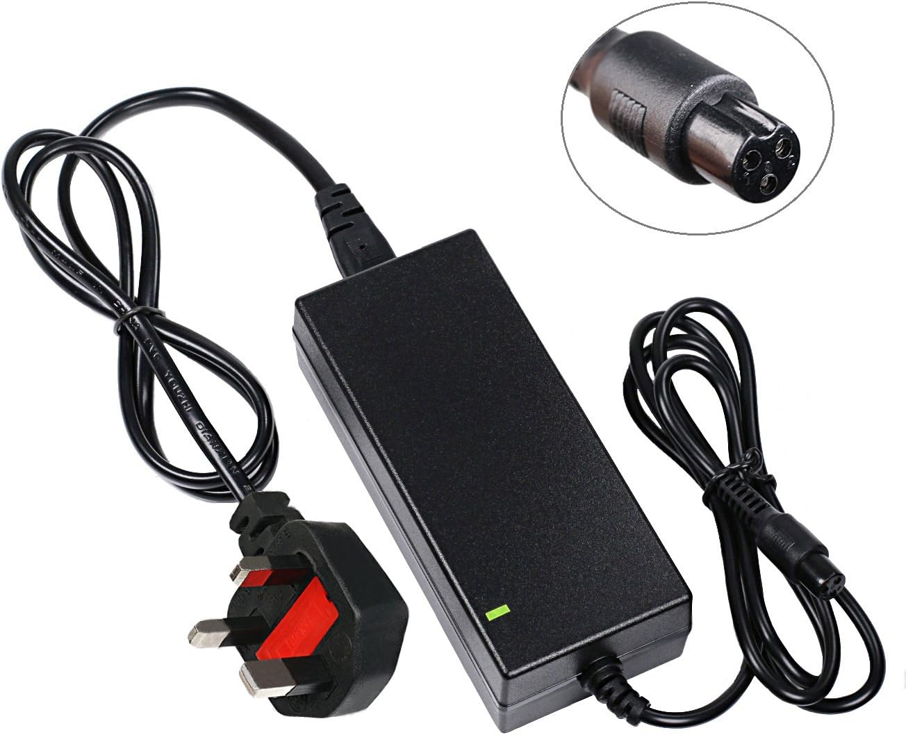 Powstar Battery Charger 42V 2A Power Adapter with 3-Prong Connector for Pocket Mod, Sports Mod, and Dirt Quad&more,Power Charger Adapter-Black