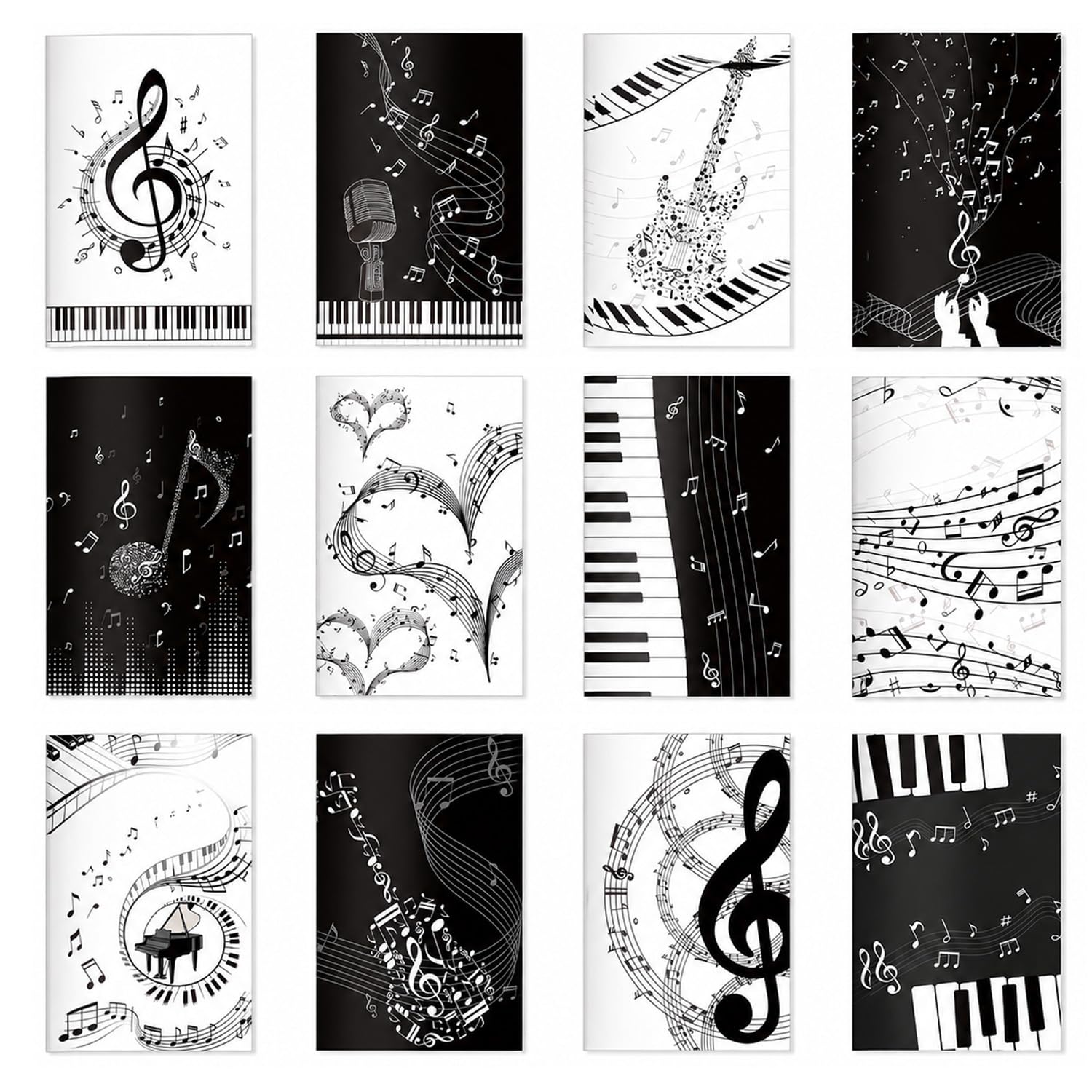 Pragma 12 Pack Music Themed Pocket Notebook, Small Journal Memo Books, Mini Musical Notepad, Cute Stationary for Classroom Rewards Music Major School Student Daily Study Supplies Musicians Gifts
