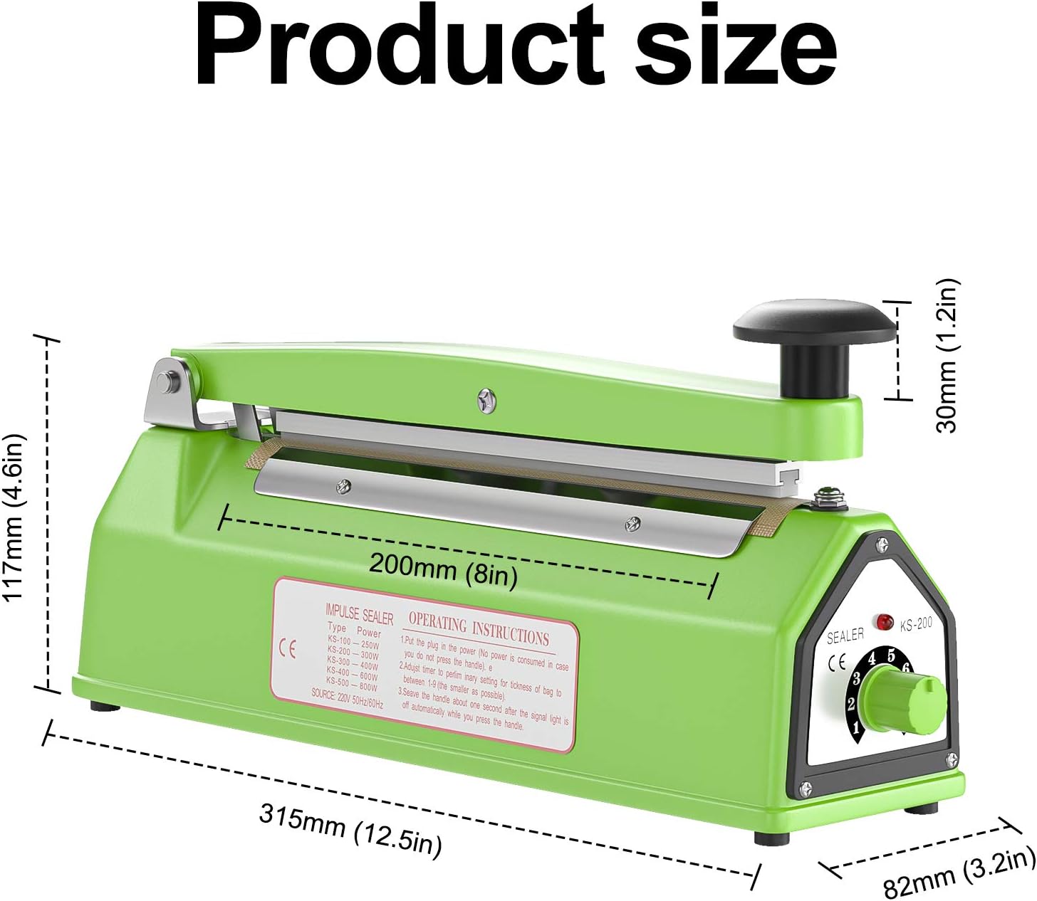 SibyTech 8-inch Impulse Bag Sealer, Manual Heat Sealer Machine for Plastic Bags,2 Replacement Kit Included, Teal…
