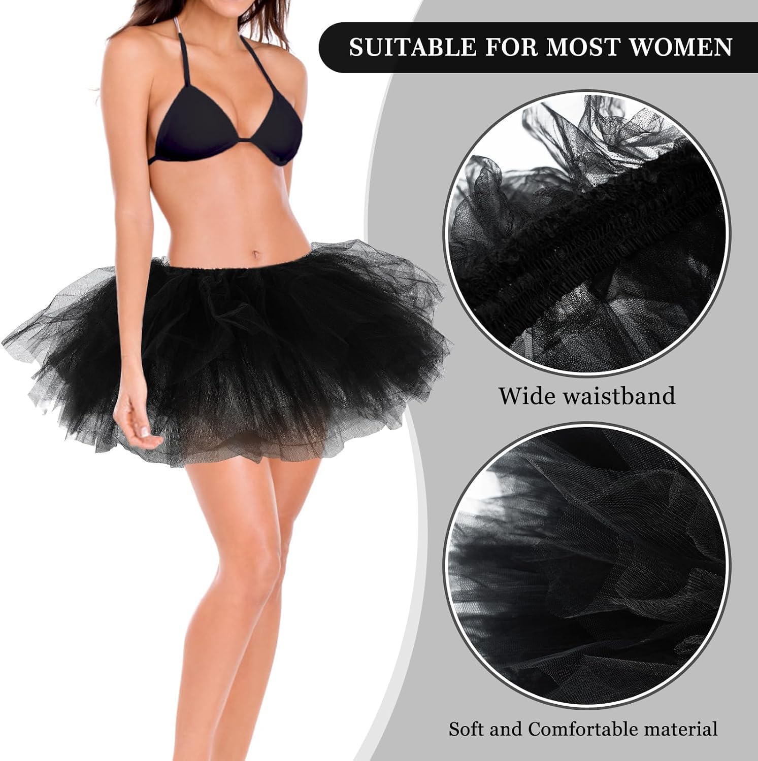 GERINLY Large Full Tutu Skirt for Adult, Fluffy Plus Size Tulle Skirt 6 Layers, Vintage 1950s 70s Outfit, Marathon Costume