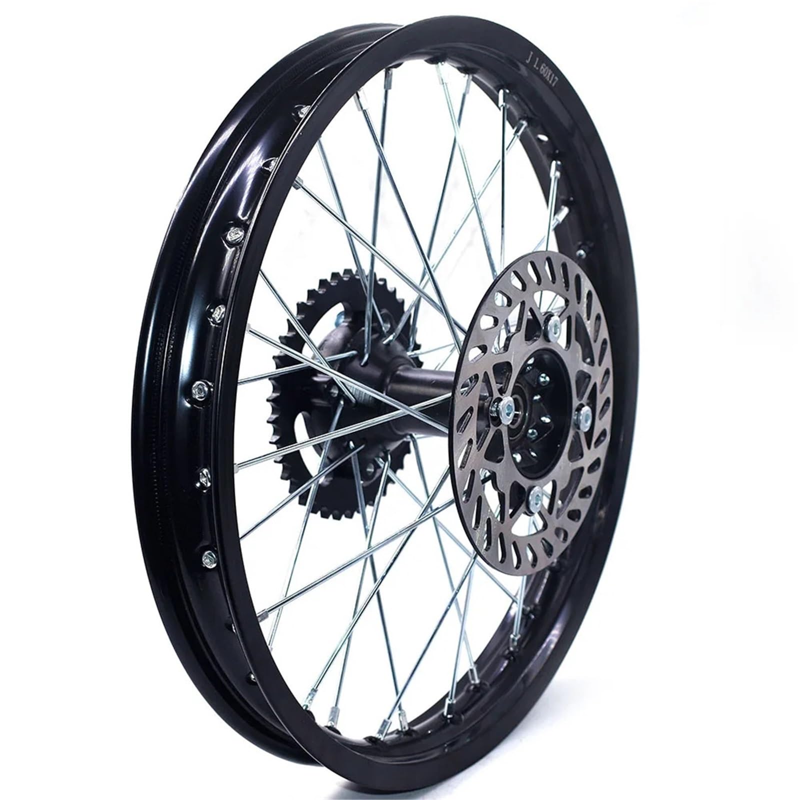 Motorradräder 1,60 x 17 Zoll Hinterradfelgen aus Aluminiumlegierung, Kreis von 17 Zoll Rad mit Scheibenbremsenritzel für Dirt Pit Bike Felgen Set(428-12MM-Red)