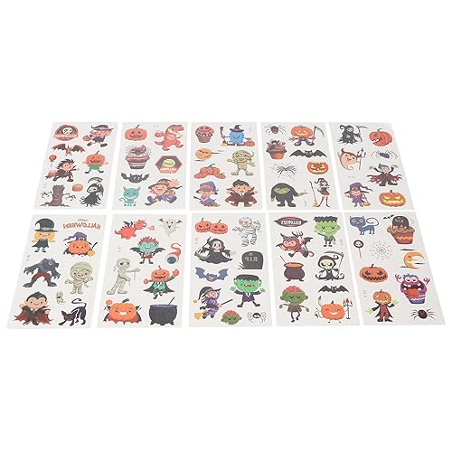 Halloween Makeup Sticker, 10 Sheet Face Body Makeup Sticker for Halloween Cosplay Party (x set meal)