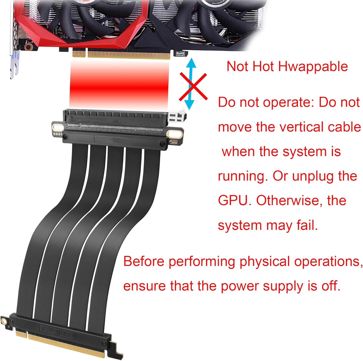 PCIE 3.0 X16 Expansion Cable, PCI-E 16x Extreme Hi-Speed Adapter Upright Card 180 Degree Connector for GPUs, WiFi, USB, Sound Cards, etc - 20 cm/7.87 in