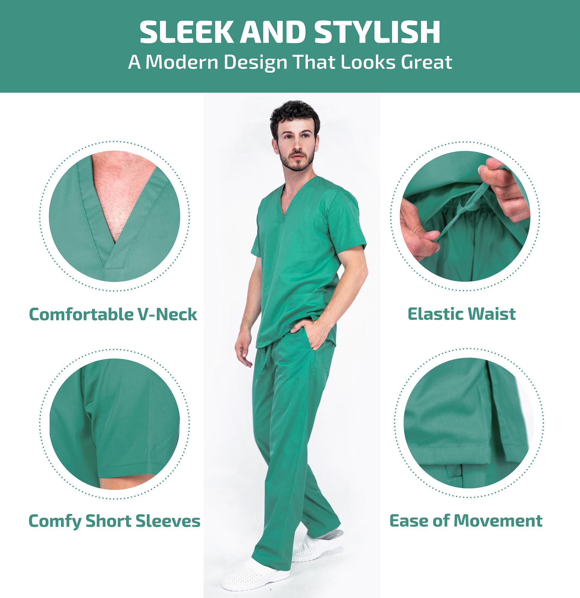 MAZALAT work wear Vêtements médicals Unisexe- Tenue Infirmiere Professionnelle, Tenue Aide Soignante Professionnelle, Coupe Souple Et Confortable, Tissu Respirant, Tenue Aide Soignante Femme Homme