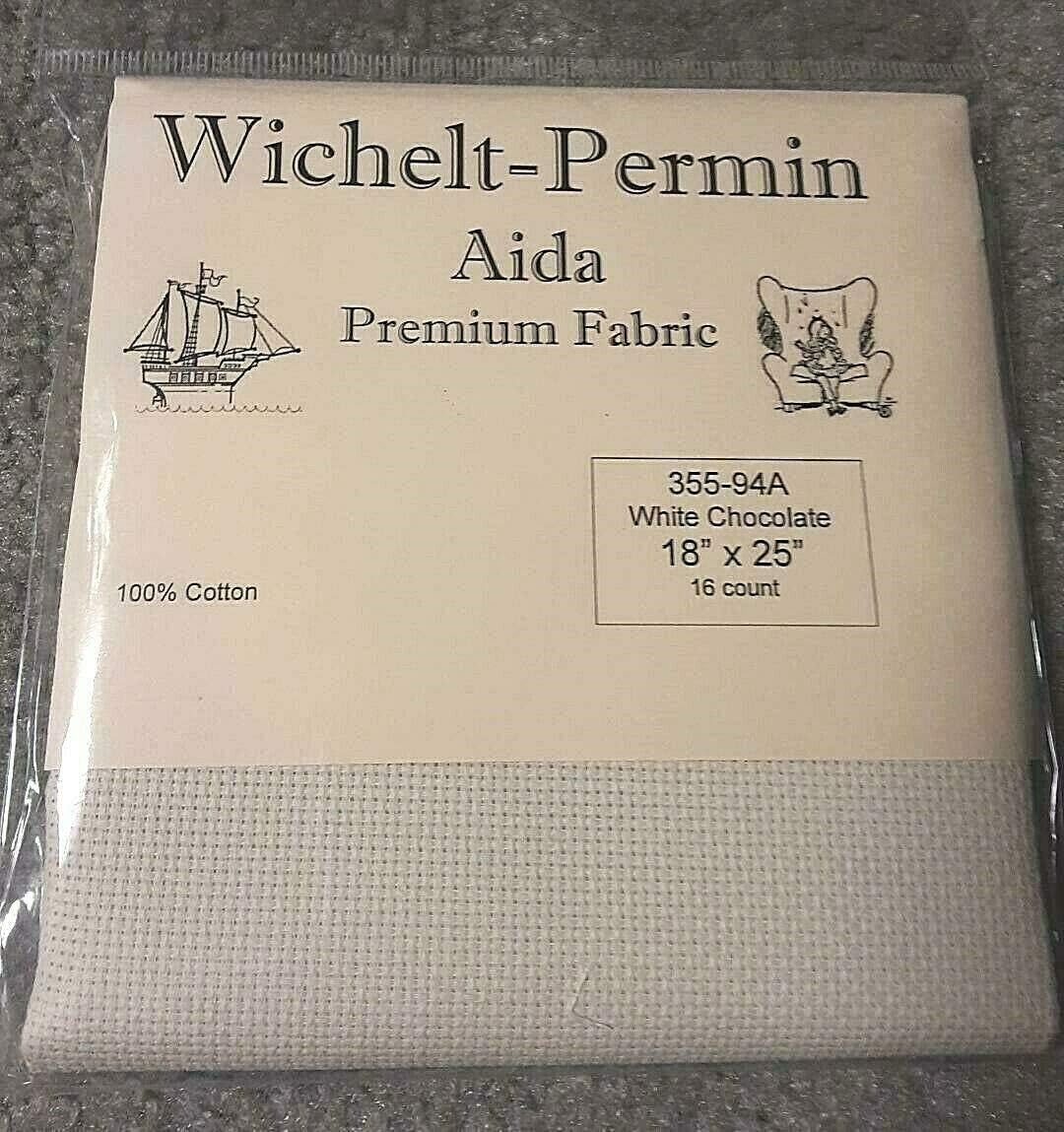 Wichelt Permin Aida Premium Fabric 16 Count 18" x 25" White Chocolate