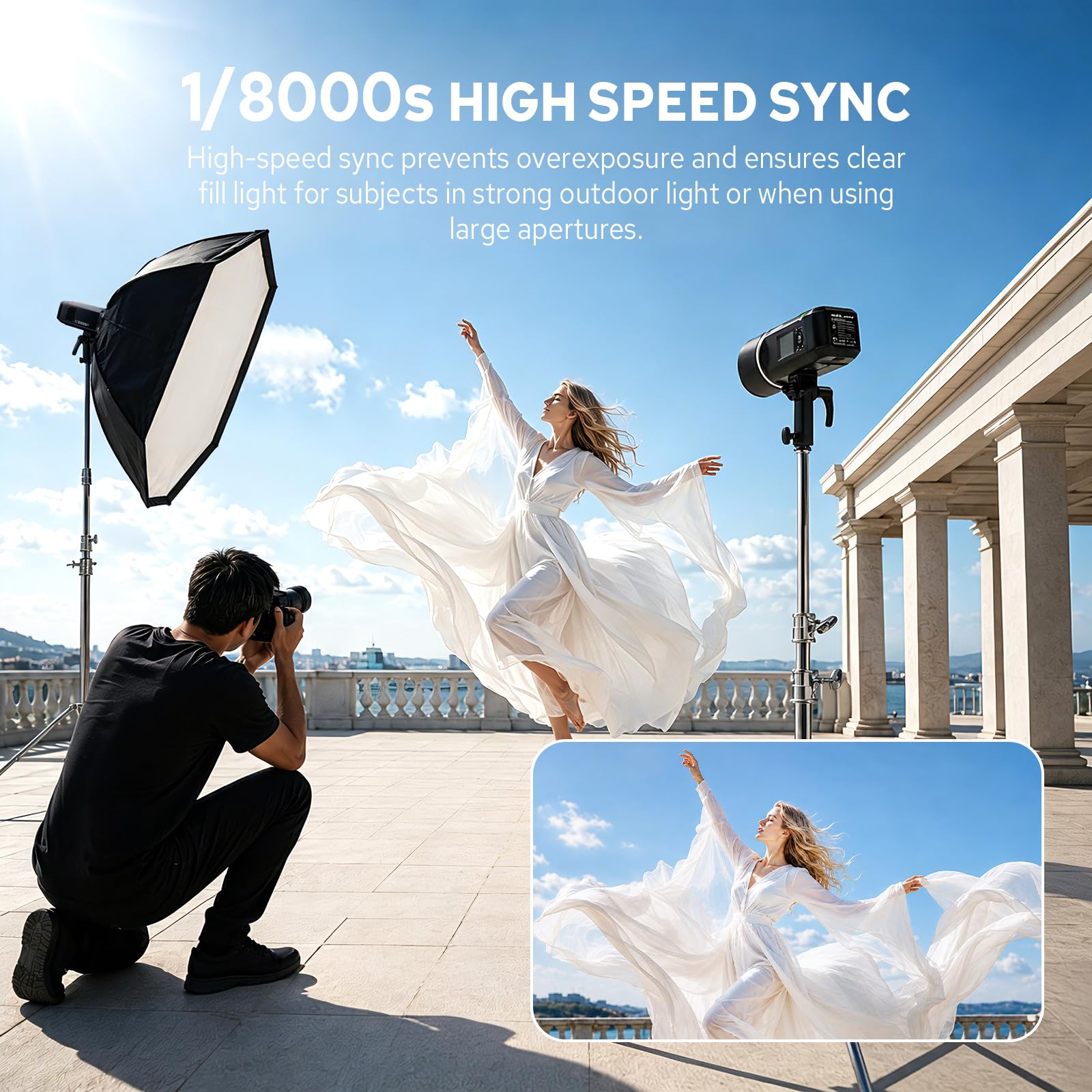 GODOX AD600BM II AD600BMII Flash de Studio, 600Ws Bowens Mount Strobe Flash Exterieur, Batterie Li-ION, 500 Flashs à Pleine Puissance, Temps de Recyclage 0.01-1.9s, 40W LED Modéling Lampe