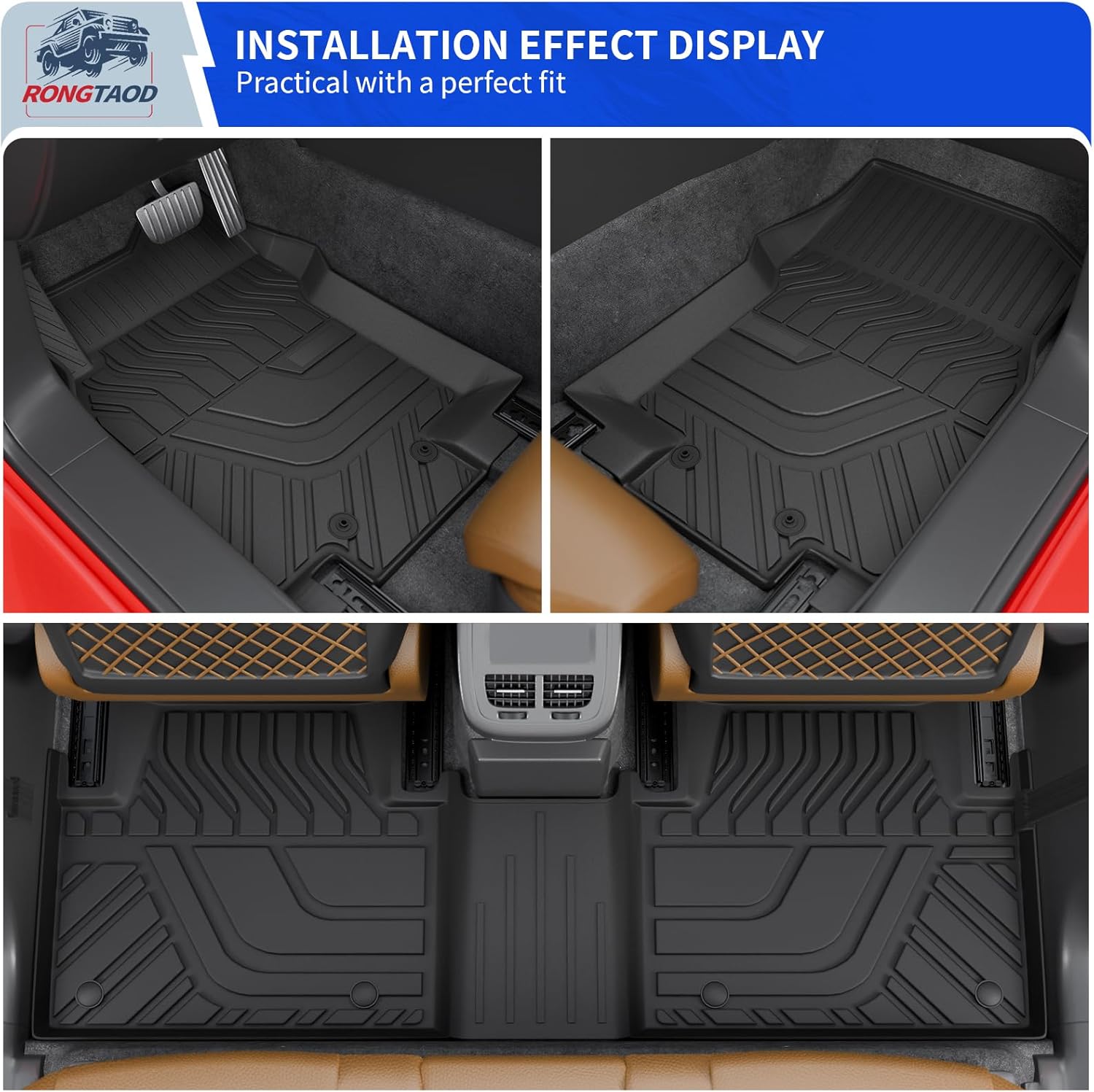 Rongtaod Floor Mats Compatible with 2014-2020 Nissan Rogue Trunk Liner Cargo Liner Cargo Mat All Weather Back Seat Cover Protector 2019 Nissan Rogue Accessories (Backrest Mats+Trunk Mat+Floor Mats)